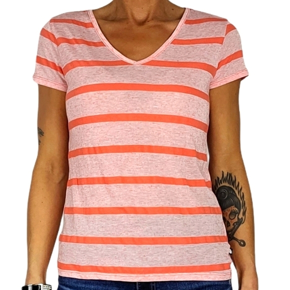 The North Face Shirt Size Small Orange Striped - Picture 1 of 4